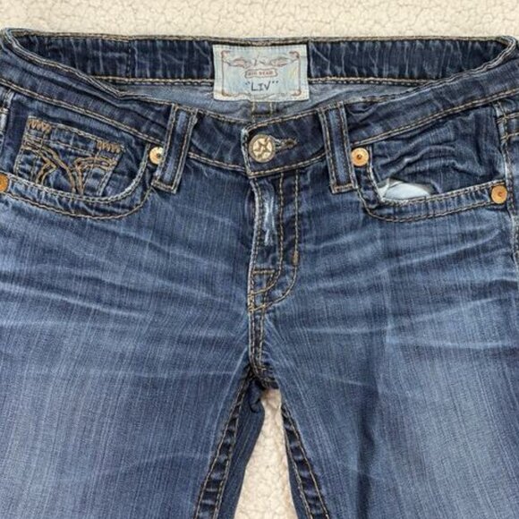 Big Star Womens Jeans Size 30L Liv Boot Distressed Measures 31x33 Thick Stitch - Picture 2 of 11